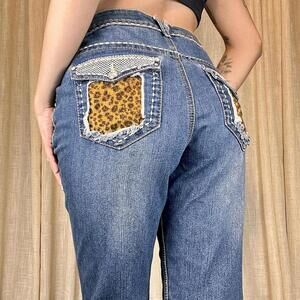 Vintage Akademiks Leopard Pocket Skinny Jeans